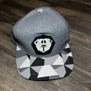 Steelo Geometric Lion Snapback Hat Gray Black Flat Brim "Still Alive" Streetwear